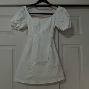 Altar'd State White Puff Sleeve Mini Dress